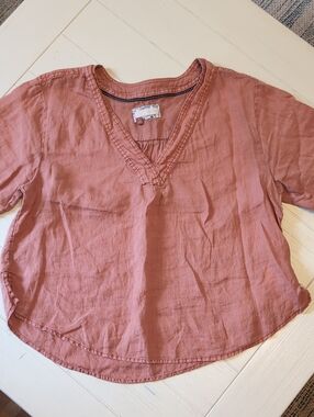Pilcro Flowy Linen Top